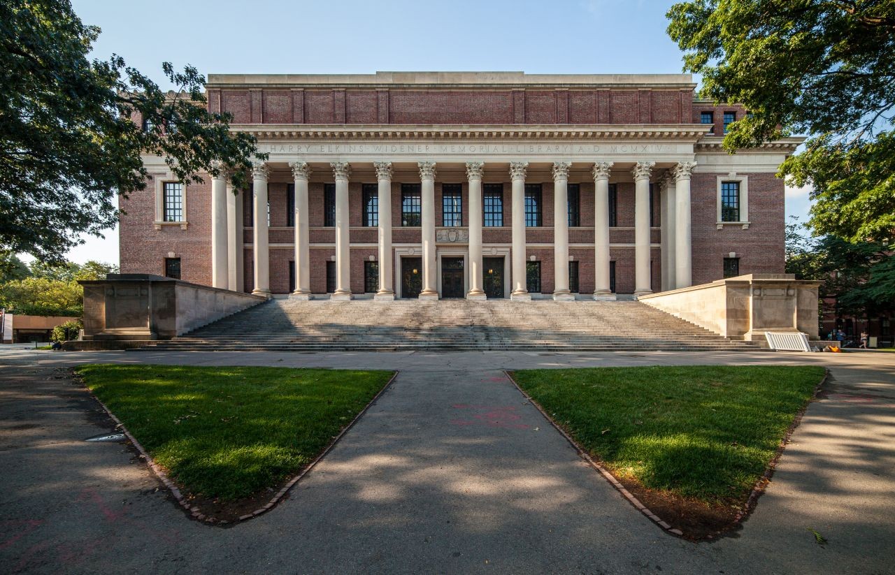 Building of Widener Library in Harvard University